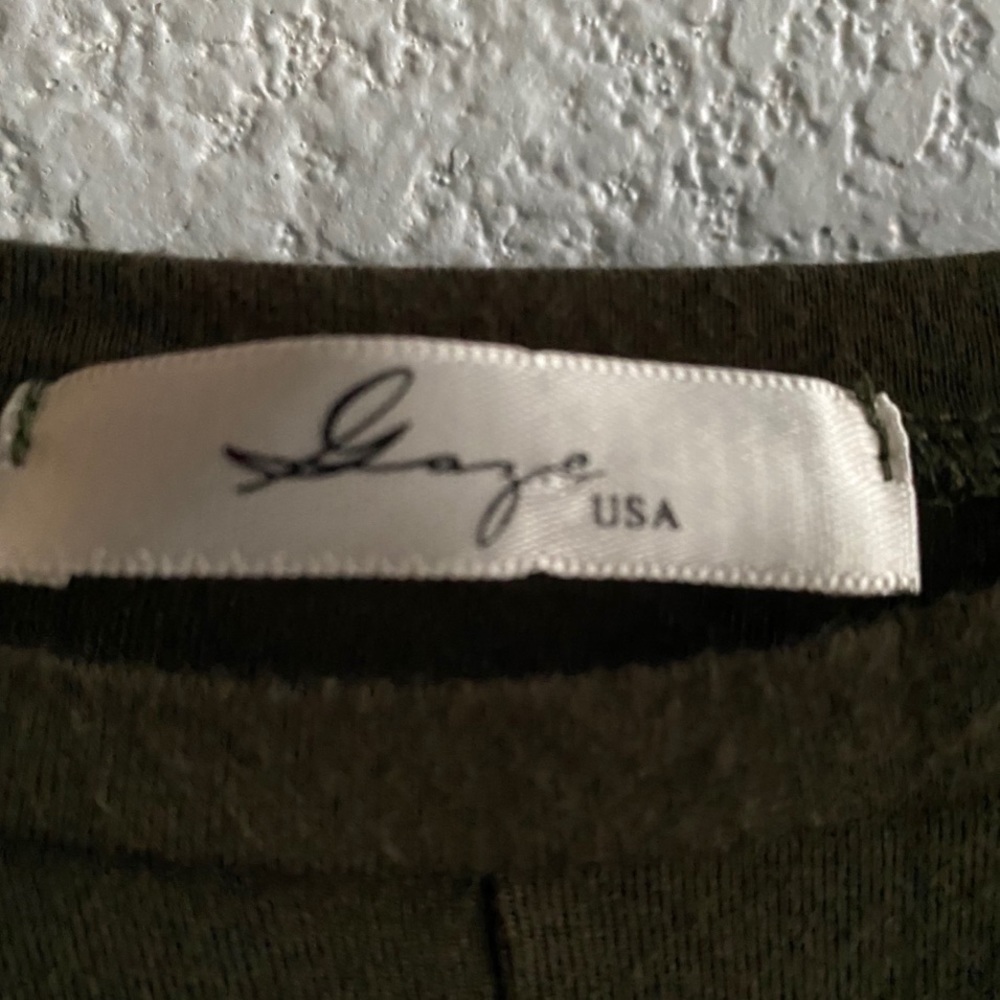 Olive Green Long Sleeve Top With Tied Knot - Picture 2 of 3